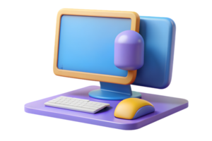 A computer monitor with a mouse and keyboard png