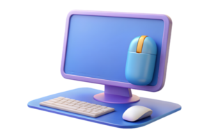 A computer monitor with a mouse and keyboard png