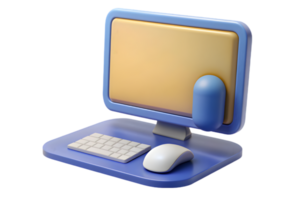 A computer monitor with a keyboard and mouse png