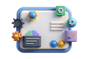 Isometric Flat AI Driven Language Processing Frame concept as A clean border frame with abstract language symbols and data patterns on the left and right sides leaving the center a png
