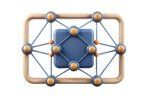 Isometric Flat AI Driven Neural Network Frame concept as A minimalistic border frame with neural network patterns on the top and bottom edges leaving the center as copy space. The png