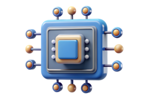A blue computer processor with many small buttons png