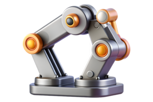 Isometric Flat AI Driven Robotic Arm Frame concept as A border frame with robotic arm elements on the left and right sides leaving copy space in the center. The design highlights A png