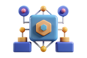 Isometric Flat AI Powered Algorithmic Flow concept as A clean abstract depicting algorithmic flow with geometric shapes and data patterns. The design is isolated on a png