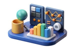 Isometric Flat AI Powered Predictive Analytics concept as A clean abstract depicting predictive analytics with data graphs and algorithmic patterns. The design is iso png