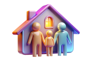 A family is standing in front of a house png