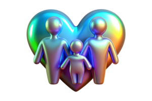 A rainbow colored family with a heart shape png