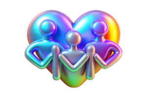A rainbow colored heart with people inside png