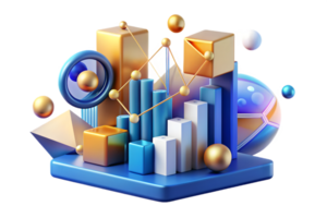 Isometric Tech Driven Financial Strategy concept as A glowing abstract background featuring dynamic lines and geometric shapes representing the integration of AI in financial strat png