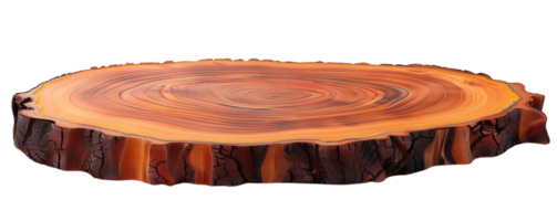 Wooden Tree Slice with Transparent Background, Perfect for Product Displays and Mockups, Isolated on Black png