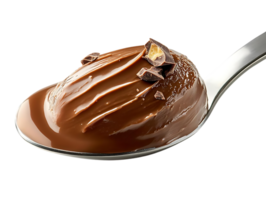 Delicious Chocolate Pudding in a Spoon with a Transparent Background png