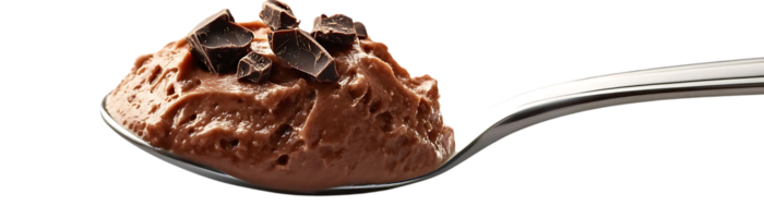 Chocolate Mousse on Spoon with Transparent Background png