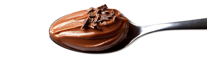 Chocolate Pudding Spoon on Transparent Background, Delectable Dessert with a Smooth and Creamy Texture png