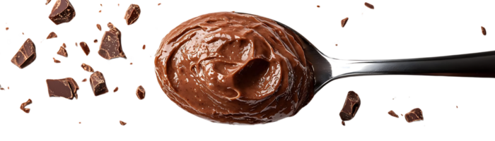 Chocolate Spread in Spoon with Crumbs on a Transparent Background png