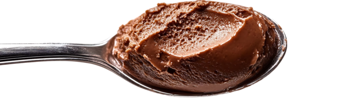 Chocolate Ice Cream on a Spoon with a Transparent Background, Delicious Creamy Treat with a Smooth Texture png