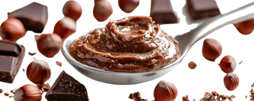 Delicious Hazelnut Spread with Chocolate and Nuts, a Sweet and Creamy Treat with a Transparent Background png