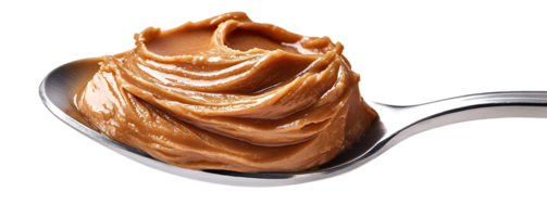 Peanut Butter on a Spoon with Transparent Background, Creamy and Delicious Peanut Butter Spread on a Silver Spoon png
