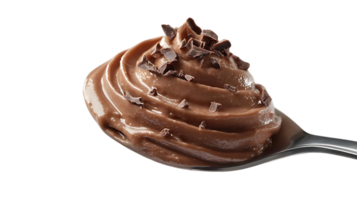 Chocolate Mousse Spooned with Chocolate Shavings on a Transparent Background png