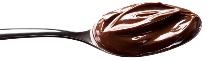 Chocolate Pudding in Spoon with Transparent Background, Delicious Dessert Recipe png