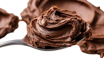 Spoonful of Rich Chocolate Spread, Smooth and Creamy with a Transparent Background png