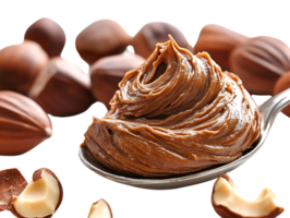 Hazelnut Spread Swirled in a Spoon with a Transparent Background png