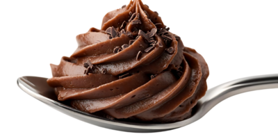 Chocolate Mousse on Spoon with Transparent Background png
