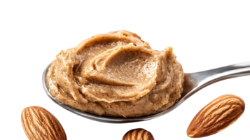 Almond Butter, Creamy and Delicious, A Spoonful of Goodness, with a Transparent Background. png