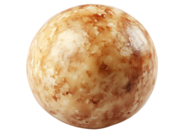 A Beige and Brown Sphere with a Transparent Background, a 3D Render of a Celestial Object with a Unique Texture. png