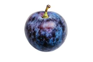 A Single Plum with a Transparent Background, a Close-up View of a Ripe Plum with a Smooth, Glossy Skin and a Delicate Bloom png