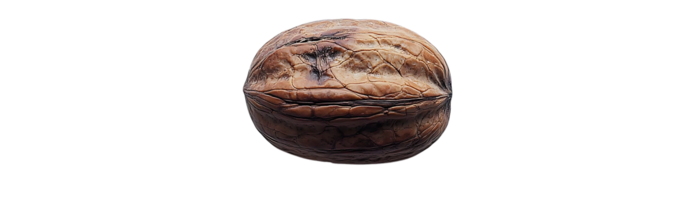 A Single Walnut Isolated on a Transparent Background, the Brown Shell Shows the Texture and Pattern of the Nut, a Close-Up View png