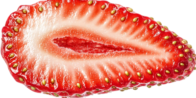 A Freshly Cut Strawberry Slice with a Transparent Background png