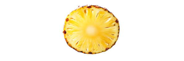 A Sliced Pineapple on Transparent Background, A Tropical Fruit with Golden Flesh and a Brown Outer Shell png