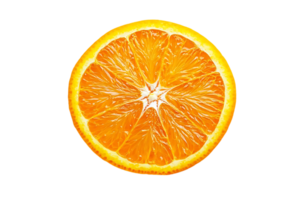 A Single Slice of Orange on a Transparent Background, A Refreshing Citrus Fruit with Juicy Segments and a Vibrant Color. png