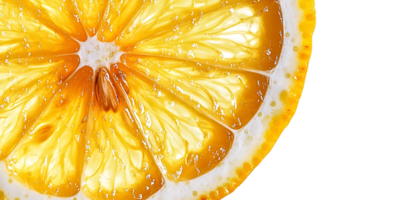 A Close-Up View of a Lemon Slice with a Transparent Background png