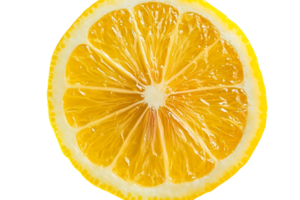A Close-up View of a Lemon Slice with a Transparent Background, Showing its Juicy and Refreshing Nature png