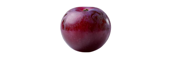 A Single Red Plum with a Transparent Background, Isolated Against a Black Background png