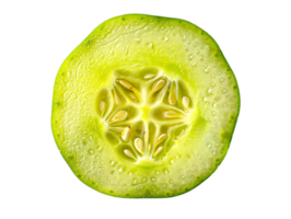 Cucumber Slice with Seeds on a Transparent Background, Fresh Green Cucumber,  Close-Up View of Cucumber, Isolated Cucumber Slice,  Cucumber with Transparent Background png