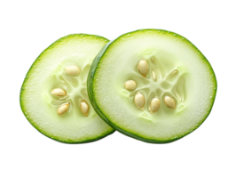 Two Slices of Cucumber with Seeds on a Transparent Background png