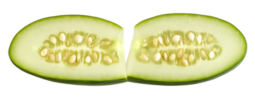 Cucumber Sliced in Half, Showing Seeds, with a Transparent Background png