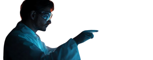 Scientist Points Towards a Future with Transparent Background png