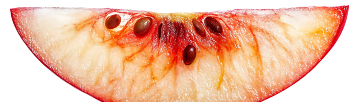 A Close-Up View of a Red Apple Slice with Seeds, Isolated on Transparent Background png