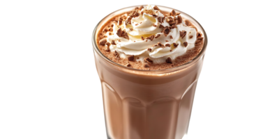 Chocolate Milkshake with Whipped Cream and Chocolate Shavings on Transparent Background png