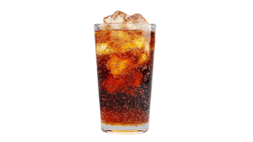 A Refreshing Glass of Cola with Ice, Bubbles, and a Transparent Background png