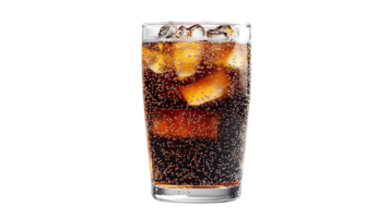 A Refreshing Glass of Cola with Ice Cubes on a Transparent Background png
