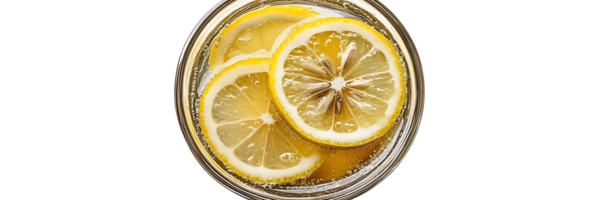 Lemon Slices Floating in a Glass of Sparkling Water with a Transparent Background png