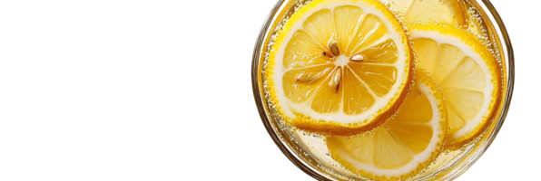 Lemon Slices Floating in a Glass of Sparkling Water with a Transparent Background png