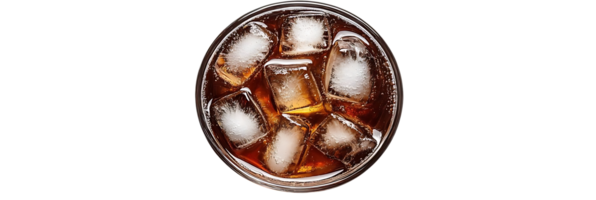 A Refreshing Glass of Cola with Ice Cubes on a Transparent Background png