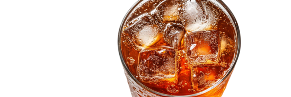 Ice Cubes Floating in a Glass of Sparkling Orange Juice with a Transparent Background png