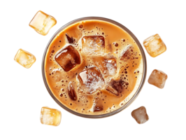 Iced Coffee with Ice Cubes, a Refreshing Drink for Summer with a Transparent Background png