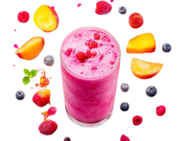 Delicious Peach and Raspberry Smoothie with a Transparent Background png